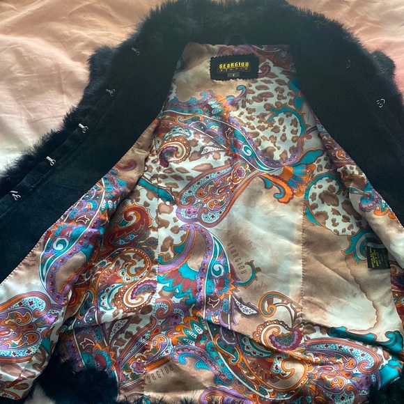 Georgiou studio leather fur embroidered vest - Picture 9 of 11